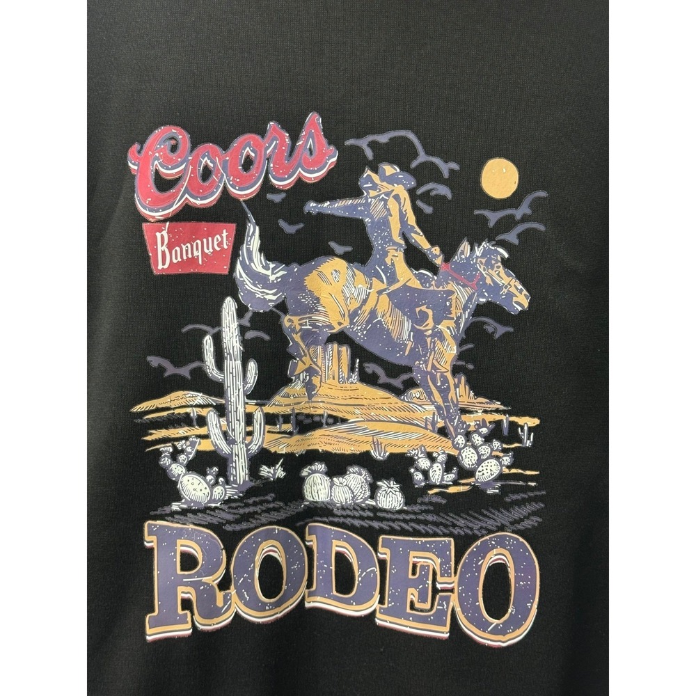 Coors Banquet Rodeo Graphic Hoodie Black Western‎ Cowboy Pullover Small